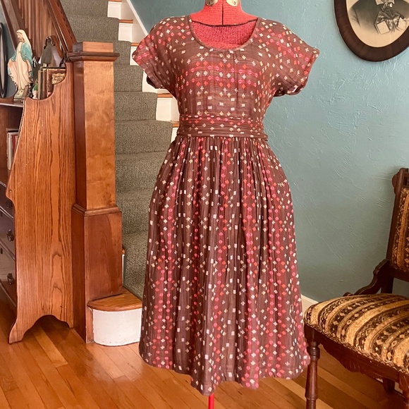 ACE & JIG LUNA Knee-Length A-Line Gauze Dress Size M in Brandy Print - Picture 1 of 6